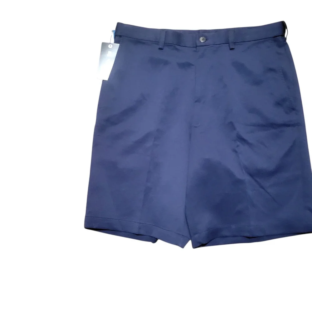 Haggar Performance Cool 18° Oxford Shorts Mens Size 36 Blue Flat Front NWT $44